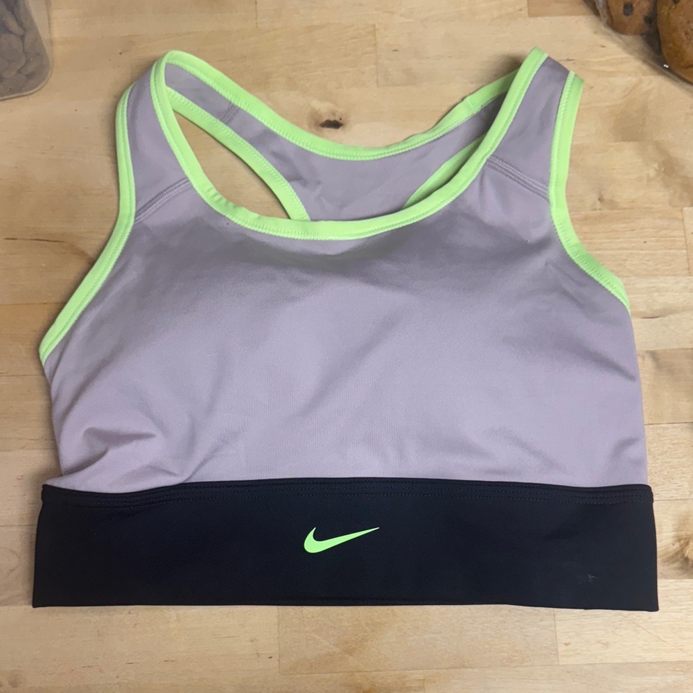 Nike Women's Sports Bra - Gray and Black with Neon Accents